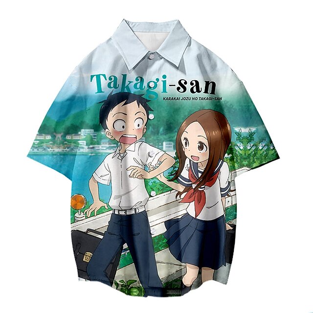 

Inspired by Teasing Master Takagi-san Takagi Nishikata Blouse / Shirt Anime Terylene Anime 3D Harajuku Graphic Top For Men's