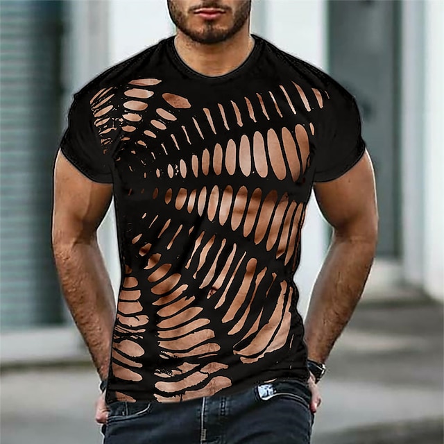 

Men's T shirt 3D Print Graphic Muscle Crew Neck Casual Daily Print Short Sleeve Tops Fashion Classic Designer Big and Tall Black