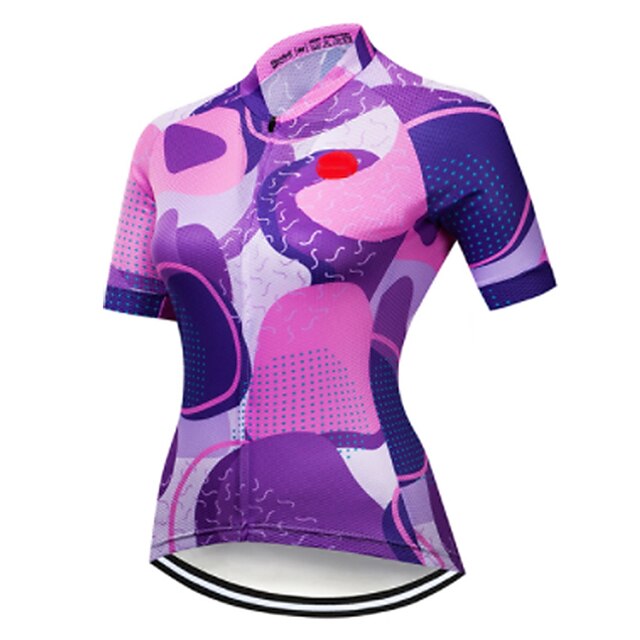 

21Grams Women's Short Sleeve Cycling Jersey Summer Spandex Purple Polka Dot Color Block Bike Top Mountain Bike MTB Road Bike Cycling Quick Dry Moisture Wicking Sports Clothing Apparel / Athleisure