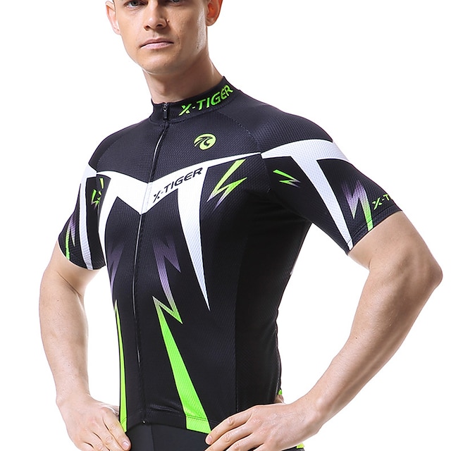 Mens Short Sleeve Cycling Jersey Tops Quick Dry Bicycle Clothing Cool Breathable 