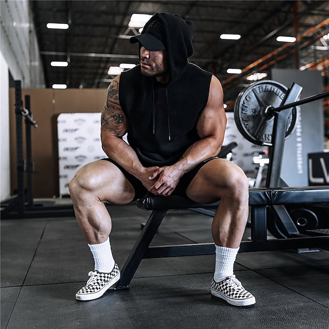 

Men's Tank Top Vest Undershirt Solid Color Hooded Street Casual Drawstring Sleeveless Tops Lightweight Fashion Breathable Comfortable White Black Gray / Summer