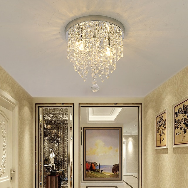  30 cm luz de teto led lustre de cristal do corredor luz de entrada do corredor galvanizado moderno 220-240v