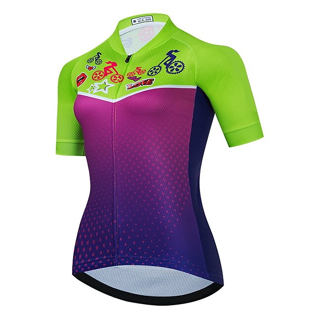 

21Grams Women's Short Sleeve Cycling Jersey Summer Spandex Green Polka Dot Gear Bike Top Mountain Bike MTB Road Bike Cycling Quick Dry Moisture Wicking Sports Clothing Apparel / Stretchy