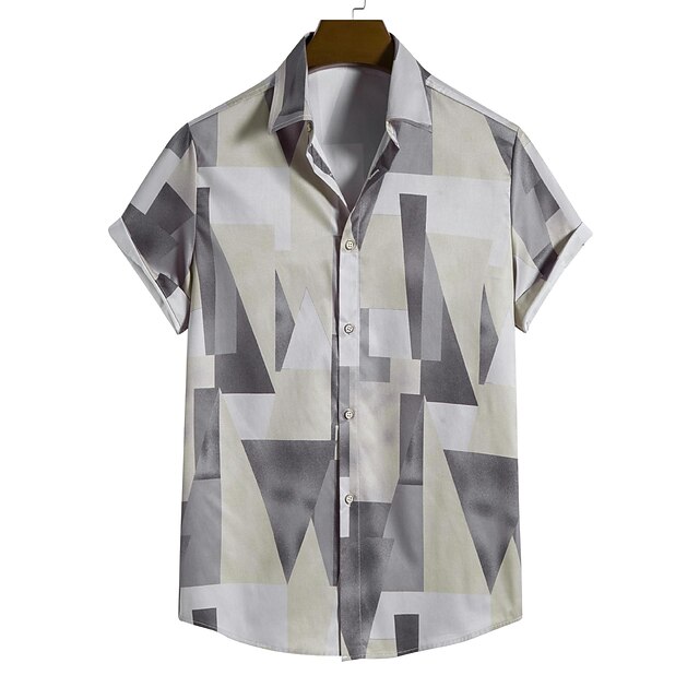 

Men's Shirt Graphic Turndown Casual Daily Print Short Sleeve Tops Lightweight Formal Fashion Black Gray