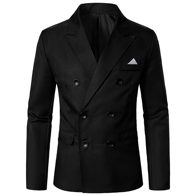 Mens Clothing Mens Outerwear | Mens Blazer Blazer Party Business Business Casual Solid Colored Double Breasted Regular Fit Polye