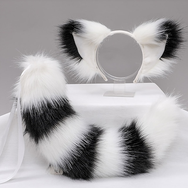  cocar de orelhas de animal de pelúcia acessórios de cauda de halloween cosplay orelhas de raposa feitas à mão bandana cauda de raposa