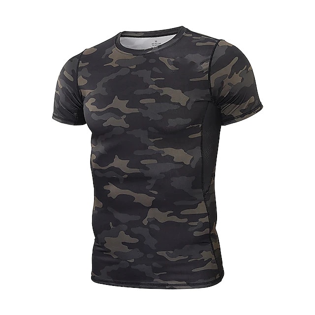 Outdoor Camouflage Polyester Short Sleeve T Shirt Quick Dry T Shirt for Men 