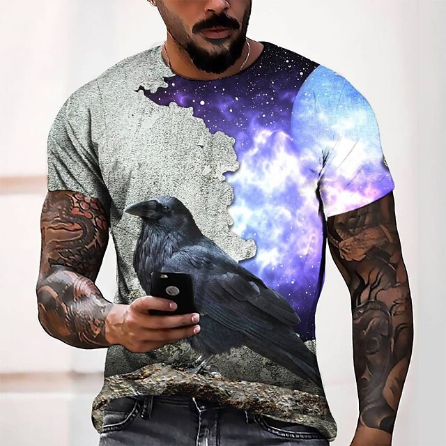 

Men's Tee T shirt 3D Print Graphic Round Neck Casual Daily 3D Print Short Sleeve Tops Fashion Designer Cool Comfortable Gray