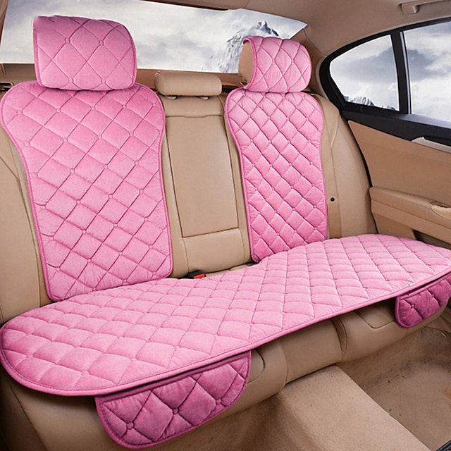  StarFire Cute Pink DIY Car Seat Cover Set Universal Plush Seat Cushion Auto Seat Protector Mat for Most Car Models Automobile Covers Pink Black Gray Coffee Colors Optional