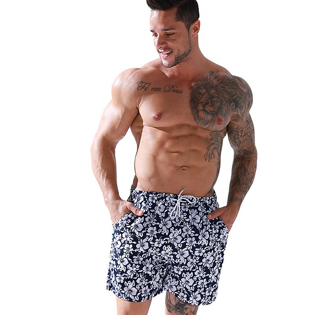 

Men's Classic Style Casual / Sporty Shorts Beach Shorts Drawstring Short Pants Sports Outdoor Daily Graphic Comfort Quick Dry Mid Waist Black / White S M L XL XXL
