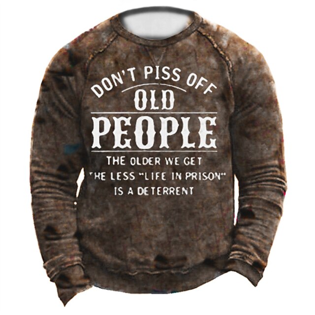 

Men's Sweatshirt Pullover Graphic Letter Print Sports Outdoor Casual Daily 3D Print Basic Casual Western Aztec Hoodies Sweatshirts Brown