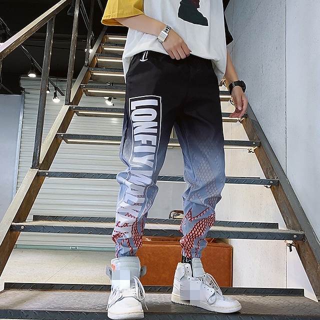 

Men's Casual / Sporty Streetwear Chinos Sweatpants Leg Drawstring Full Length Pants Party Going out Micro-elastic Solid Color Letter Breathable Outdoor Mid Waist White Black M L XL XXL 3XL