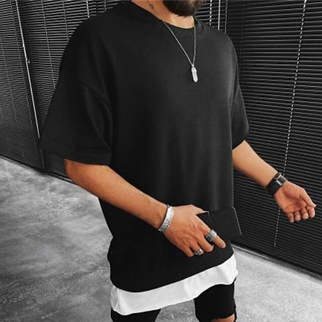 

Men's T shirt Solid Color Crew Neck Casual Daily Short Sleeve Tops Lightweight Fashion Big and Tall Sports Black Gray