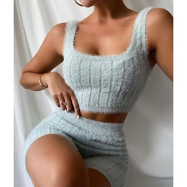 

Women's Streetwear Plain Casual Vacation Two Piece Set Crop Top Tank Top Shorts Sets Shorts Tops