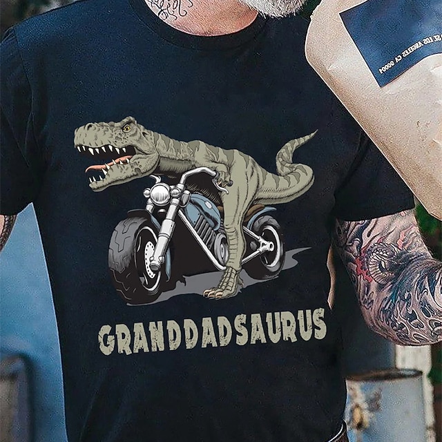 

Men's T shirt Hot Stamping Dinosaur Letter Crew Neck Casual Daily Print Short Sleeve Tops Lightweight Fashion Big and Tall Sports White Black Gray