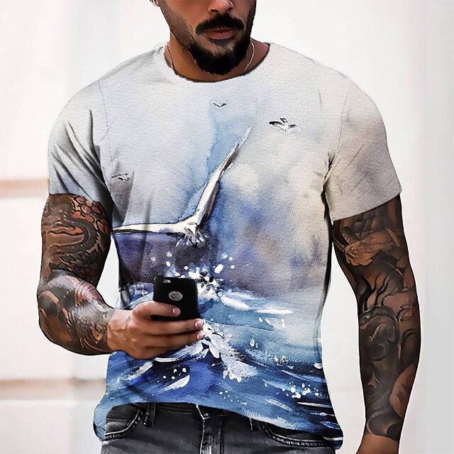 

Men's Tee T shirt 3D Print Graphic Round Neck Casual Daily 3D Print Short Sleeve Tops Fashion Designer Cool Comfortable Gray