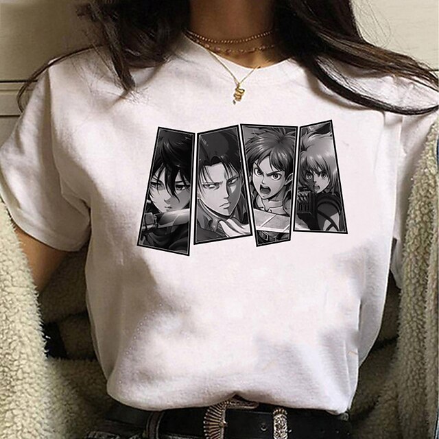

Inspired by Attack on Titan Eren Yeager Levi·Ackerman T-shirt Cartoon 100% Polyester Anime Harajuku Graphic Kawaii T-shirt For Men's / Women's / Couple's