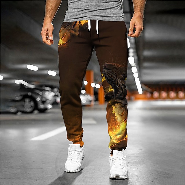 

Men's Designer Casual / Sporty Jogger Sweatpants Trousers 3D Print Elastic Drawstring Design Pants Daily Leisure Sports Micro-elastic Graphic Tiger Breathable Soft Mid Waist Brown S M L XL XXL