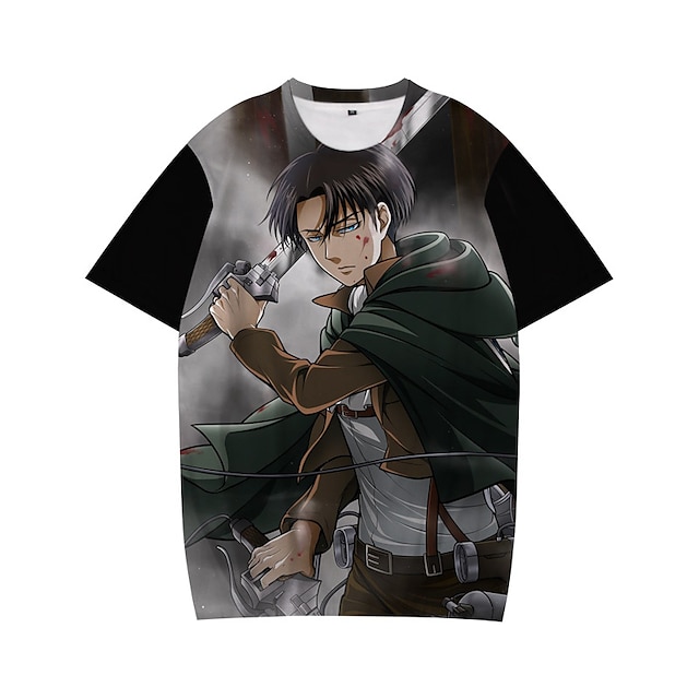 

Inspired by Attack on Titan levi ackerman T-shirt Cartoon 100% Polyester Anime Harajuku Graphic Kawaii T-shirt For Men's / Women's / Couple's