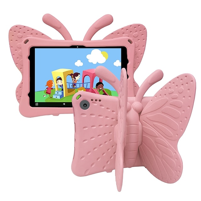  Tablette Coque Couverture Pour Kindle d'Amazon Fire HD 10 / Plus 2021 Porte-crayons avec béquille réglable Antichoc Papillon Couleur Pleine Dessin Animé 3D Gel de silice PC Pour Enfants
