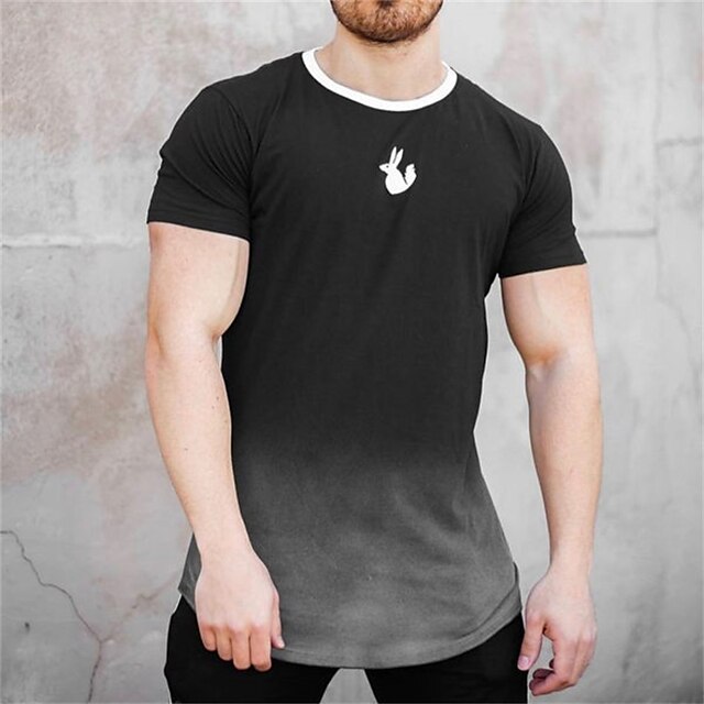 

Men's T shirt Hot Stamping Graphic Rabbit Crew Neck Casual Daily Print Short Sleeve Tops Lightweight Fashion Big and Tall Sports Black