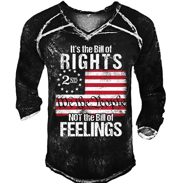 

Men's T shirt 3D Print Graphic National Flag V Neck Casual Daily Print Long Sleeve Tops Fashion Vintage Classic Comfortable Black