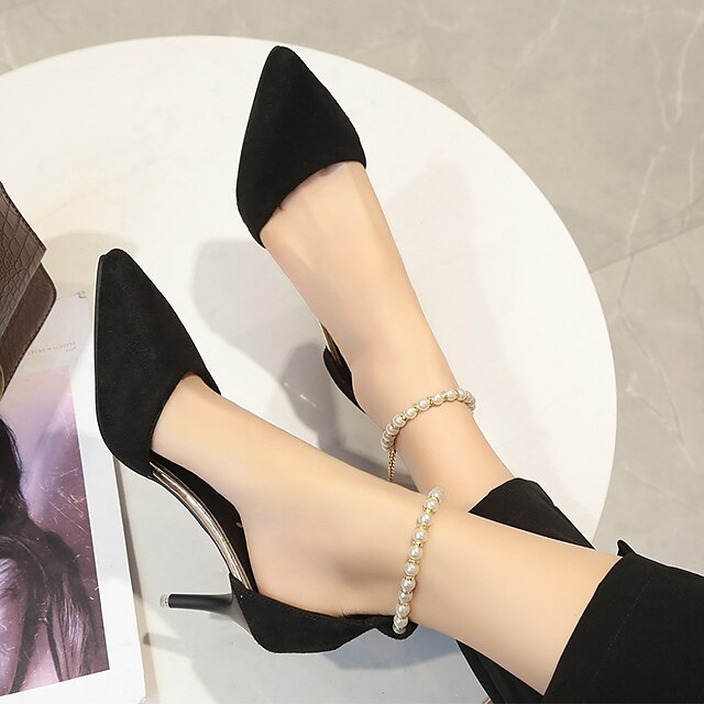 

Women's Heels High Heel Pointed Toe Daily Synthetics Ankle Strap Summer Solid Colored Black Light Pink Beige