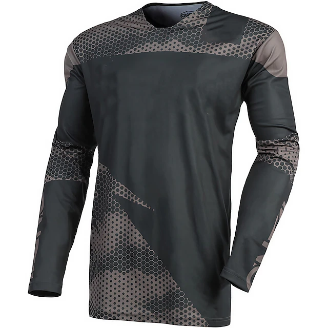 Men's Downhill Jersey Long Sleeve Mountain Bike MTB Road Bike Cycling Green Grey Bike Breathable Quick Dry Polyester Spandex Sports Geometry Clothing Apparel 5