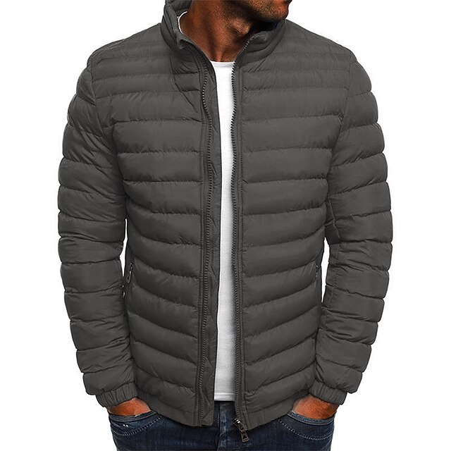 Men's Warm Puffer Bubble Jacket Quilted Padded Jacket Zip Up Outerwear ...