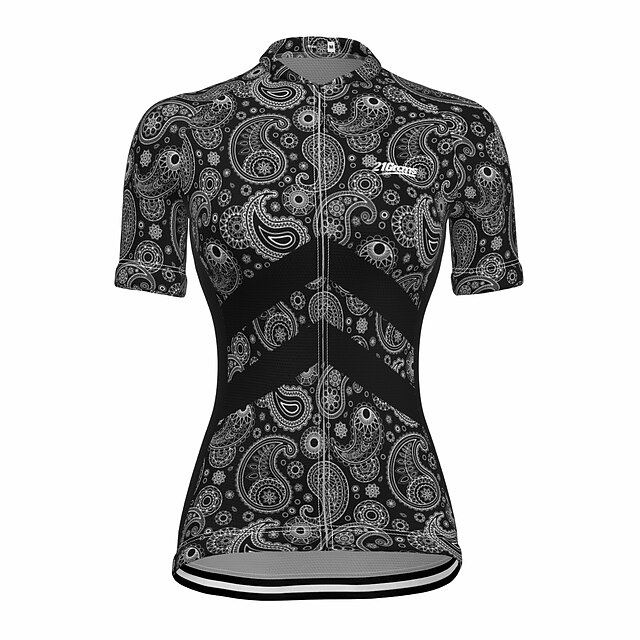 

21Grams Women's Short Sleeve Cycling Jersey Summer Spandex Black Paisley Bike Top Mountain Bike MTB Road Bike Cycling Quick Dry Moisture Wicking Sports Clothing Apparel / Stretchy / Athleisure