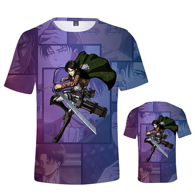 

Inspired by Attack on Titan Levi·Ackerman T-shirt Cartoon 100% Polyester Anime Harajuku Graphic Kawaii T-shirt For Men's / Women's / Couple's