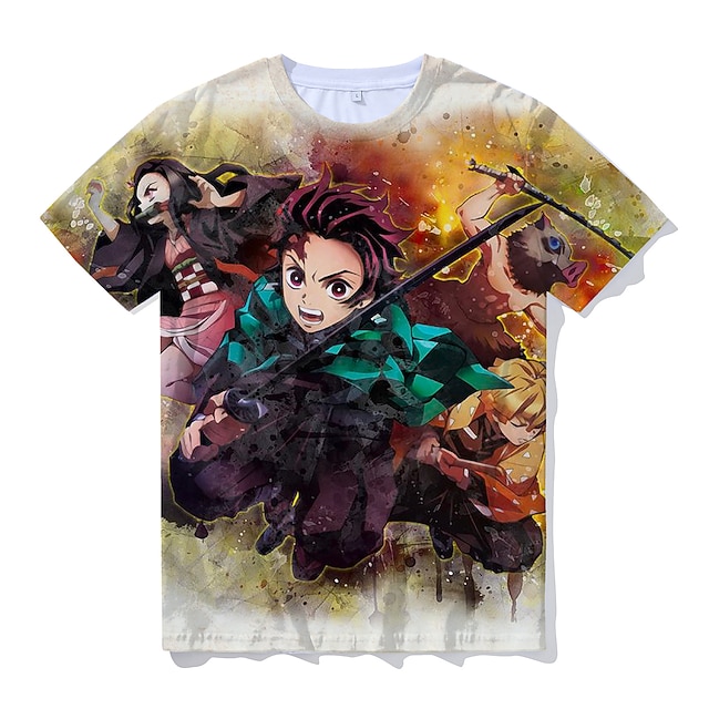 

Inspired by Demon Slayer Kamado Tanjirou T-shirt Cartoon 100% Polyester Anime Harajuku Graphic Kawaii T-shirt For Men's / Women's / Couple's