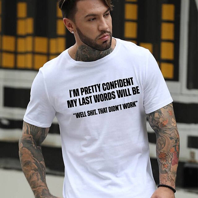 

Men's T shirt Hot Stamping Graphic Prints Letter Crew Neck Casual Daily Print Short Sleeve Tops Lightweight Casual Big and Tall Sports Blue White Black