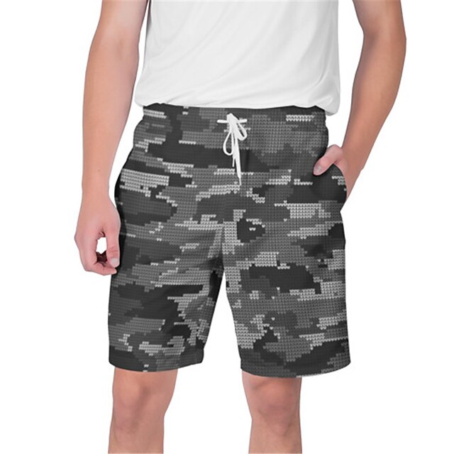 

Men's Streetwear Hawaiian Shorts Board Shorts Swim Trucks 3D Print Elastic Drawstring Design Short Pants Casual Daily Graphic Camouflage Breathable Soft Mid Waist ArmyGreen White Gray Purple S M L XL