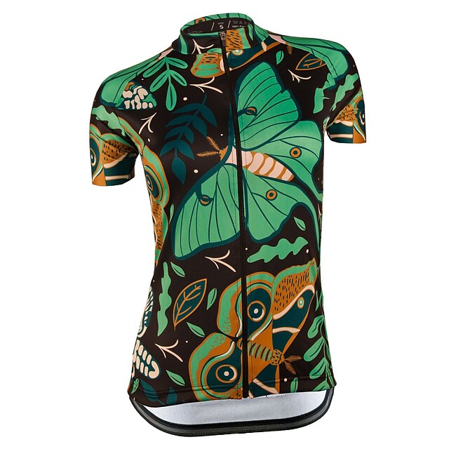 

21Grams Women's Short Sleeve Cycling Jersey Summer Spandex Green Floral Botanical Bike Top Mountain Bike MTB Road Bike Cycling Quick Dry Moisture Wicking Sports Clothing Apparel / Stretchy