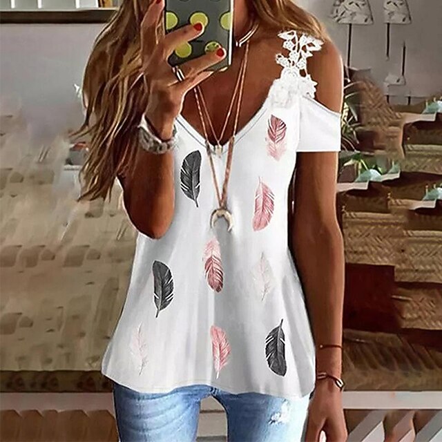

women's clothing summer off-the-shoulder short-sleeved shirt lace lace t-shirt blouse