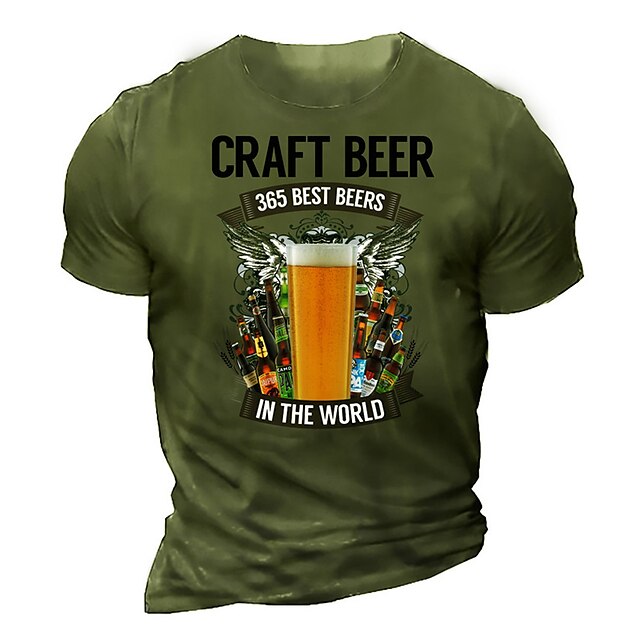 

Men's Unisex T shirt 3D Print Graphic Prints Drink Crew Neck Street Daily Print Short Sleeve Tops Casual Designer Nostalgic Big and Tall Green Gray