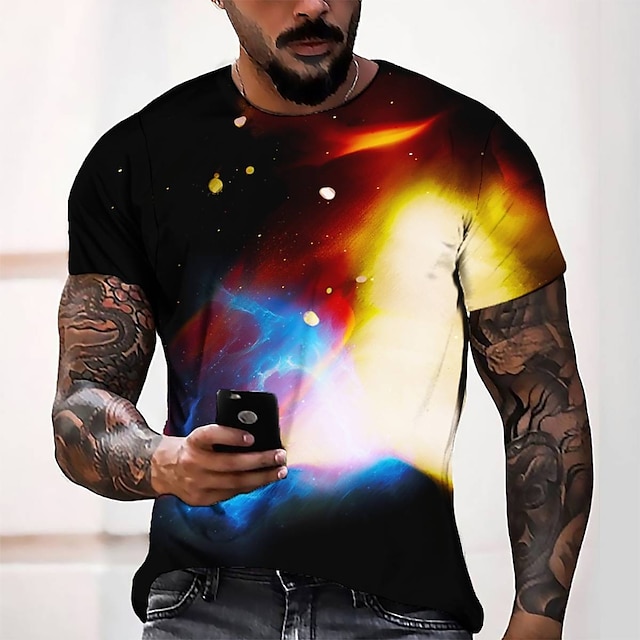 

Men's Tee T shirt 3D Print Graphic Round Neck Casual Daily 3D Print Short Sleeve Tops Fashion Designer Cool Comfortable Black