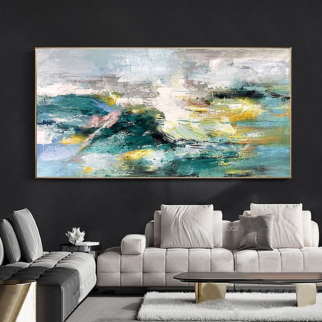 Home & Garden Wall Art | Oil Painting Hand Painted Horizontal Panoramic Abstract Landscape Modern Stretched Canvas - NY00071