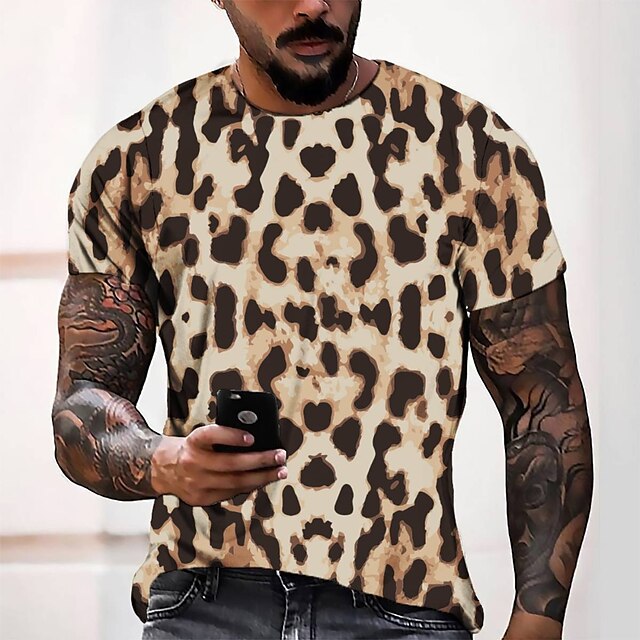 

Men's Tee T shirt 3D Print Graphic Round Neck Casual Daily 3D Print Short Sleeve Tops Fashion Designer Cool Comfortable Orange