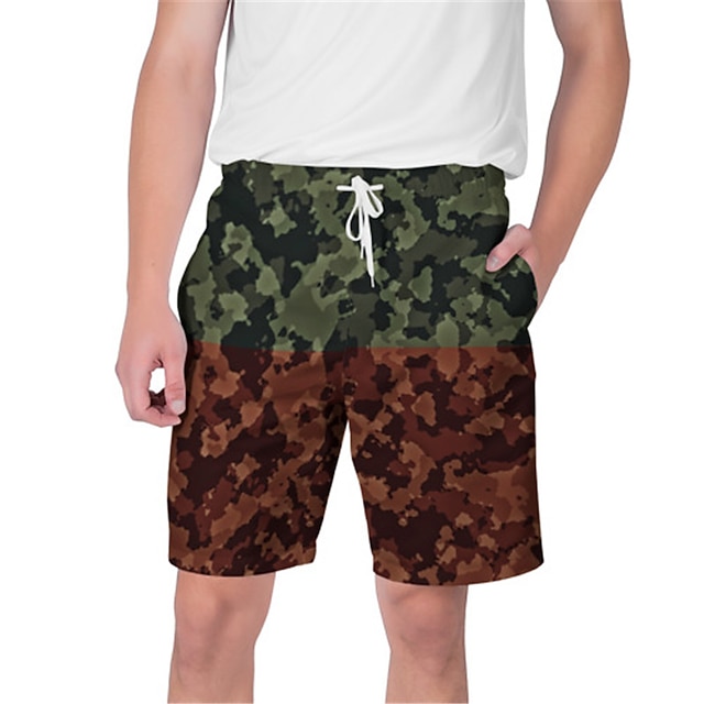 

Men's Streetwear Hawaiian Shorts Beach Shorts 3D Print Elastic Drawstring Design Short Pants Casual Daily Graphic Camouflage Breathable Soft Mid Waist Pink Rainbow Orange Camouflage Green S M L XL XXL
