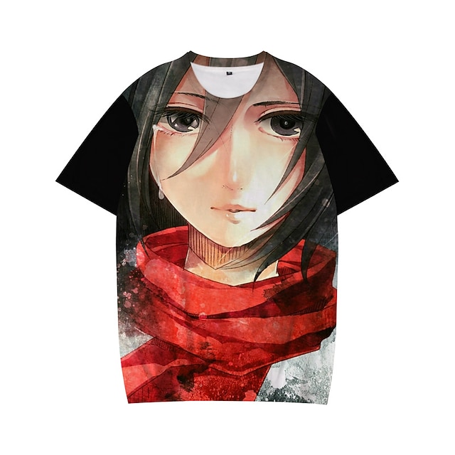 

Inspired by Attack on Titan Mikasa Ackerman Eren Yeager T-shirt Cartoon 100% Polyester Anime Harajuku Graphic Kawaii T-shirt For Men's / Women's / Couple's