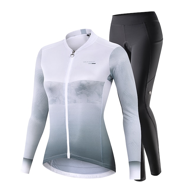 nuckily Women Bike Jersey Suit Thermal Fleece Long Cycling Shirts And Tights 