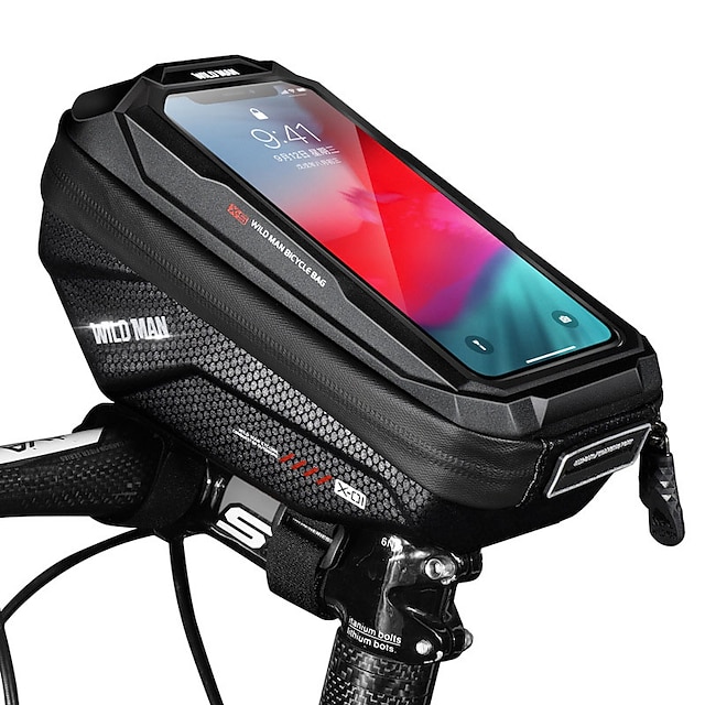 

WILD MAN 1 L Bike Handlebar Bag Touchscreen Reflective Waterproof Bike Bag PU Leather TPU EVA Bicycle Bag Cycle Bag Cycling Outdoor Exercise