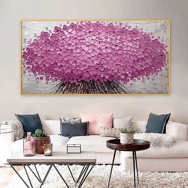 Oil Painting Hand Painted Vertical Abstract Floral / Botanical Contemporary Modern Rolled Canvas (No Frame) 9