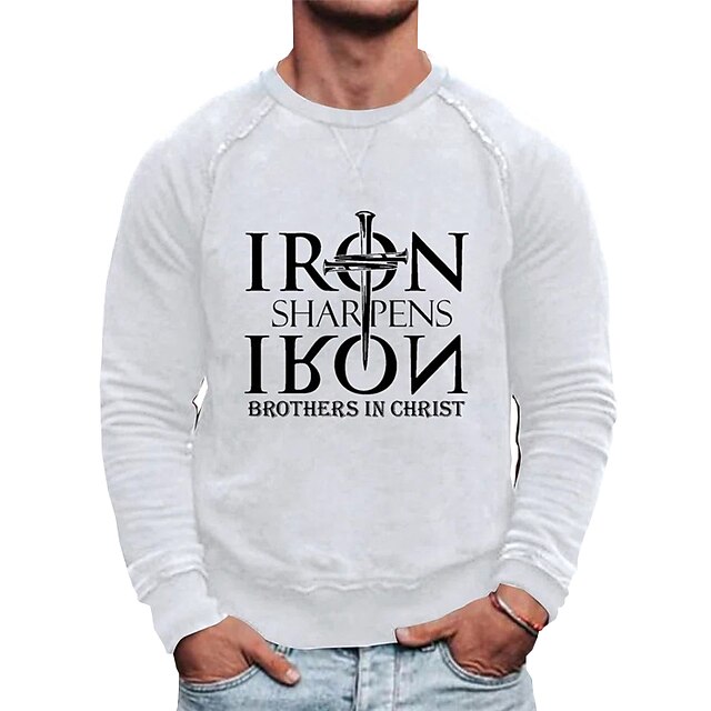 

Men's Sweatshirt Pullover Graphic Letter Print Sports Outdoor Casual Daily Hot Stamping Basic Casual Hoodies Sweatshirts White Black Gray