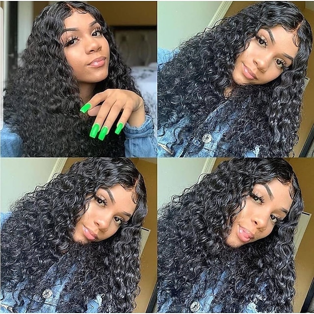 Beauty & Hair Wigs & Hair Pieces | Lace Front Wigs Human Hair for Black Women Glueless Water Wave Wigs 150% Density Brazilian Un