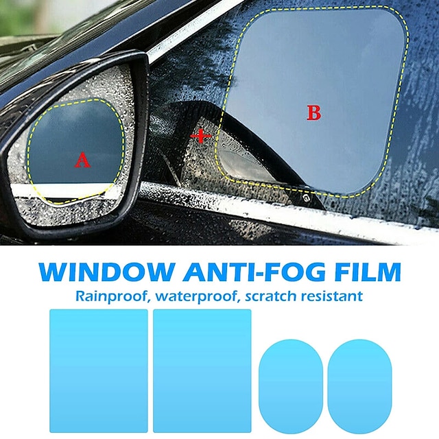  starfire hd película espejo retrovisor lateral del coche película antivaho impermeable película de vidrio de la ventana lateral puede proteger su visión conduciendo en días lluviosos 2 piezas