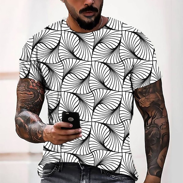 

Men's Tee T shirt 3D Print Graphic Round Neck Casual Daily 3D Print Short Sleeve Tops Fashion Designer Cool Comfortable White
