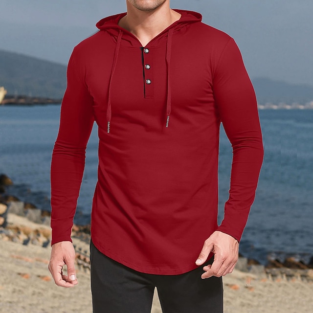 Mens Clothing Mens Hoodies & Sweatshirts | Unisex Golf Shirt non-printing Solid Color Hooded Casual Sports Drawstring Long Sleev